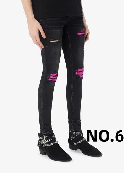 

am jeans designer mens skinny desig 22 colors pants long hippop sticker embroidery slim denim straight streetwear skinny wholesale 30-40 0l2, Black