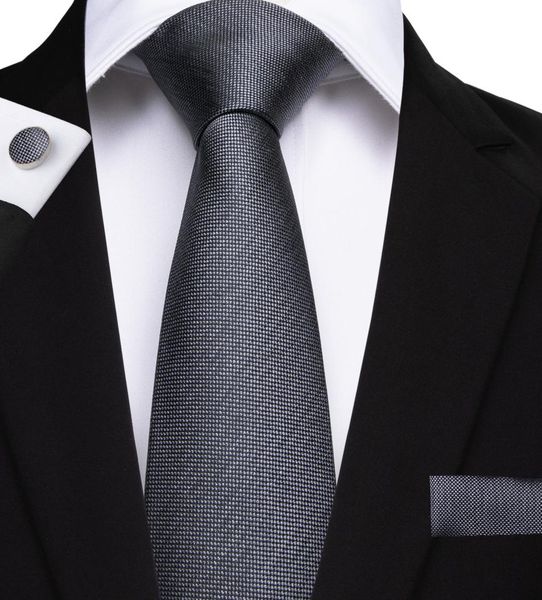 

hitie classic men039s solid tie set fashion gray ties necktie hanky cufflinks for suit formal business casual suit n71429303975, Black;blue
