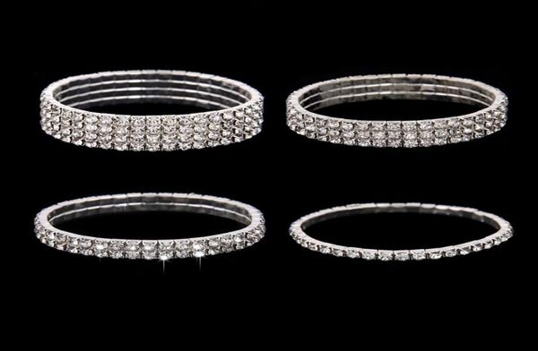 

ship 3 row stretch bangle silver rhinestones cute prom homecoming wedding party evening jewelry bracelet bridal accesso4547754, White