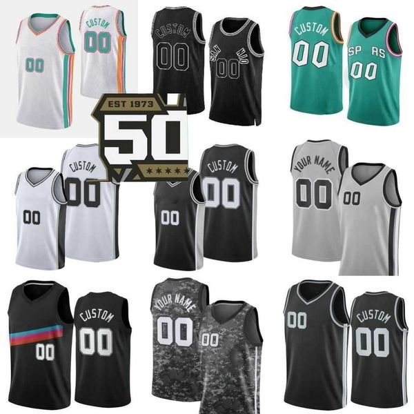 

50th anniversary custom printed basketball jersey 14 blake wesley 10 jeremy sochan 22 malaki branham 3 keldon johnson 7 josh richardson zach, Black;red