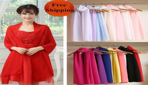 

in stock white chiffon wedding shawl bolero wraps ivory red blue champange wedding accessories bridal shawl lady shrugs6088114