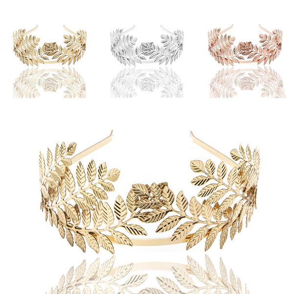

metal hollow leaf design bridal headband tree leaves hair hoop women elegant head hoop wedding hair accessories, Slivery;white