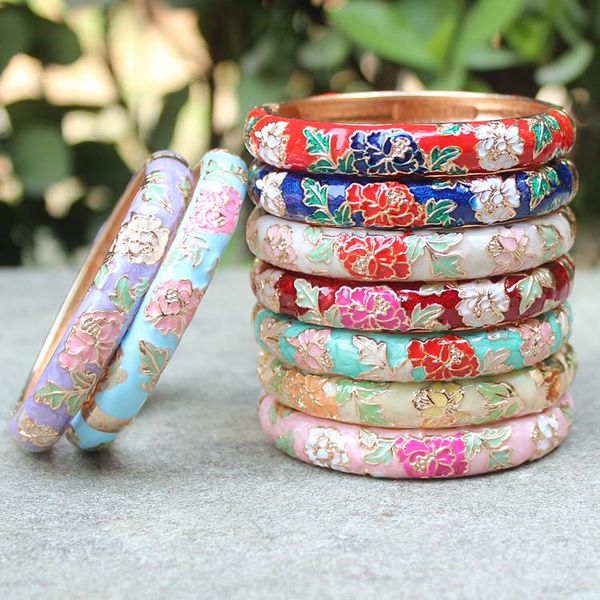 

bangle wholesale 10pcs beijing cloisonne national wind peony bangle, Black