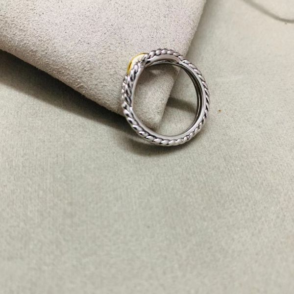

brand rings dy twisted two-color cross ring women fashion platinum plated black thai silver selling jewelry ring, Slivery;golden