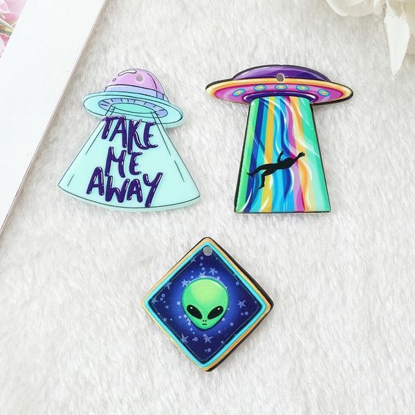 

other 60pcs spaceship charms cartoon acrylic spacecraft jewlery findings for earring necklace diy making