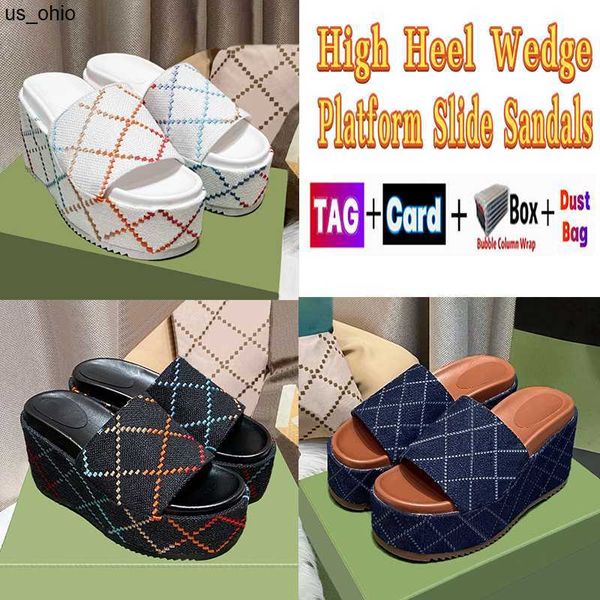 

sandals with box 2023 new style sandal sliders womens thick bottom high heel wedge platform slide sandals designer luxury sunmmer beach blac, Black