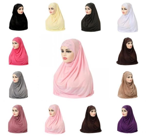 

muslim women girls hijab islamic hijab scarf one piece fashion solid color soft headscarf arabic headwrap rhinestone 1867 t27899034, Blue;gray