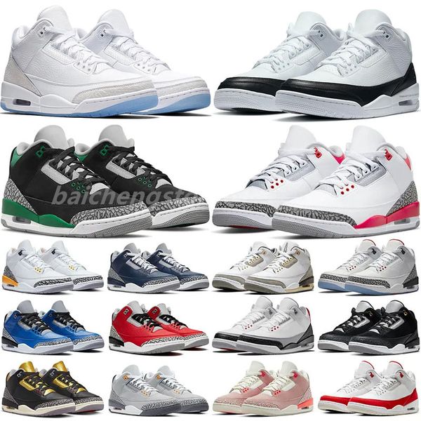 

2023 basketball shoes for men women 3 3s white cement black fire red pine green unc cool grey dark iris laser orange midnight navy court pur
