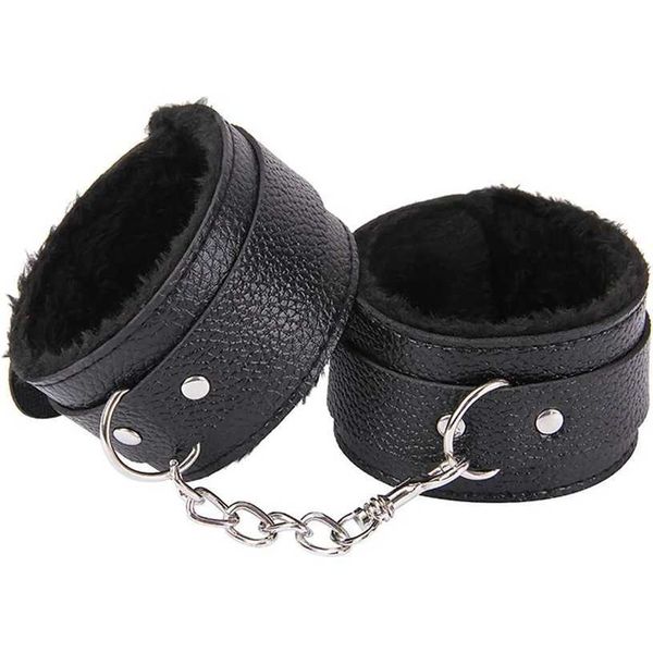 

factory outlet adjustable ankle bracelets sm plush pu leather fetishism cuffs set handcuffs restraint toys