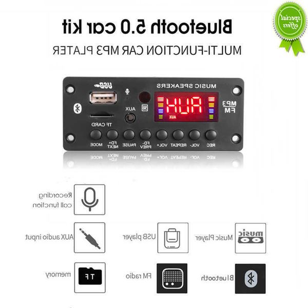 

car new 2*25w 50w amplifier 7v-15v mp3 player decoder board bluetooth-compatible 5.0 car fm radio module tf usb aux wma player decoder