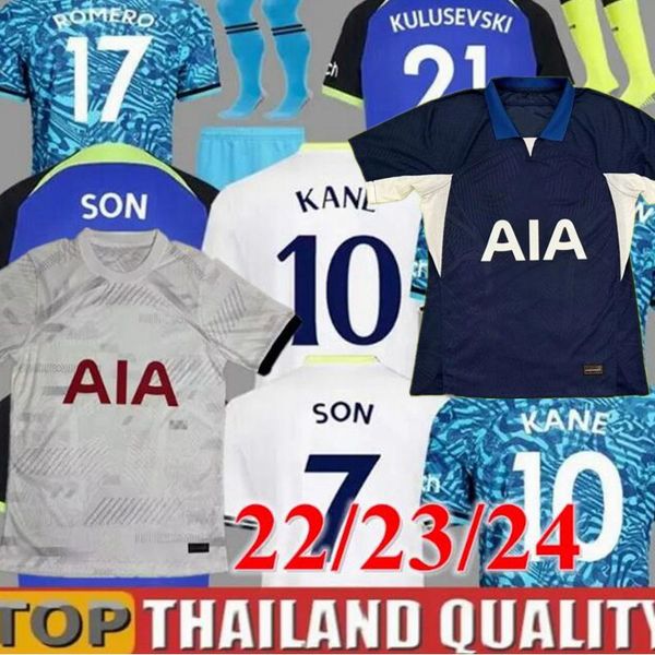 

kane son 22 23 24 richarlison soccer jersey kulusevski hojbjerg spence perisic dier 2023 202 4 lucas romero tottenham football kit shirt me, Black