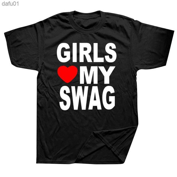 

men's t-shirts girls love my swag funny vintage cotton summer men's novelty streetwear t-shirt women casual streetwear eu size tee, White;black
