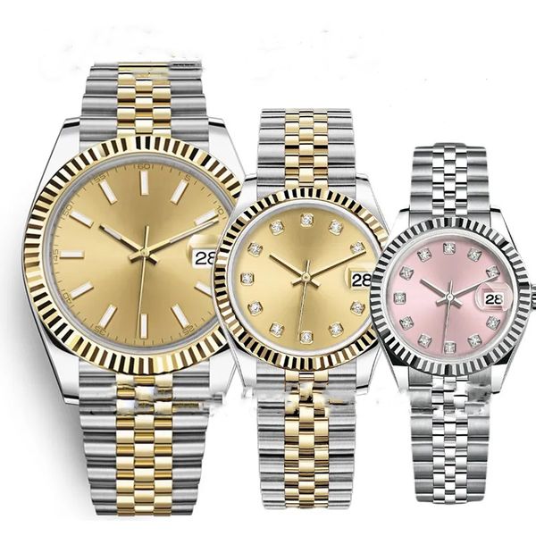 

luxury womens watch men's automatic mechanical watch with diamonds date just 31mm womens watch orologio di lusso classic wristwat, Slivery;golden