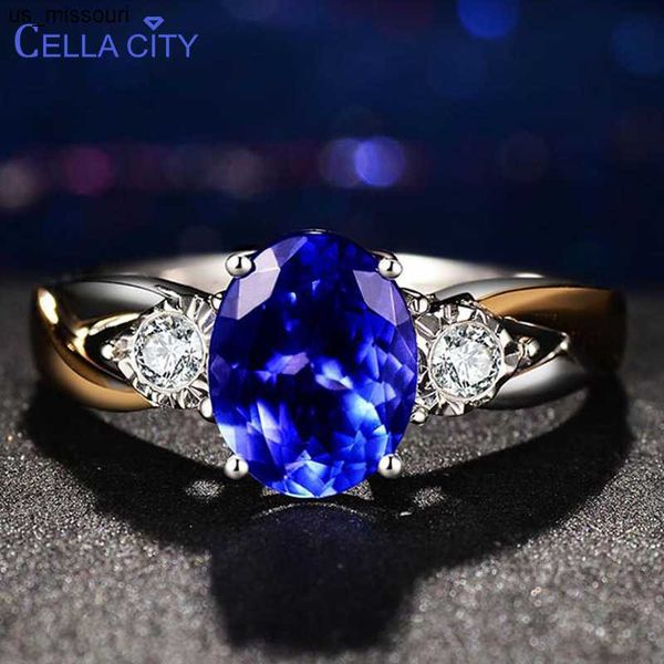 

band rings cellacity classic 925 silver rings luxury jewelry with oval sapphire gemstone silver ring for women zircon wedding gift j230522
