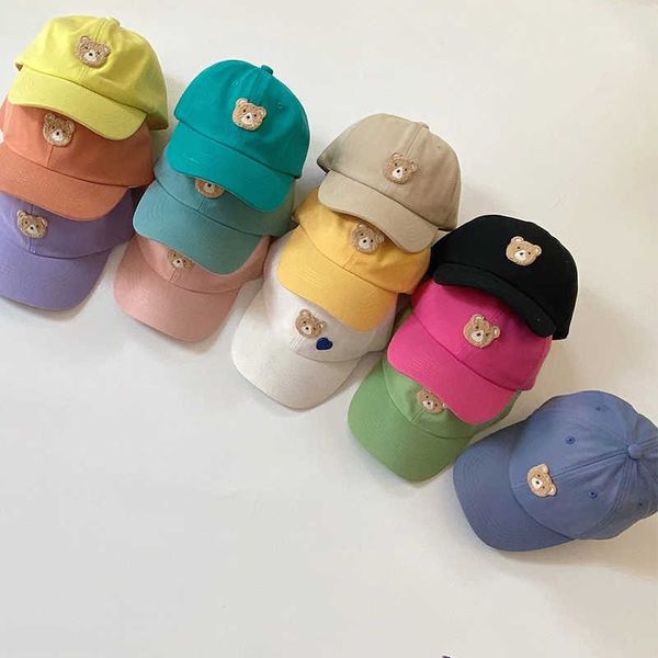 

caps hats cute cartoon bear baby summer outdoor adjustable children's baseball cap boys' sun hat g220522, Yellow