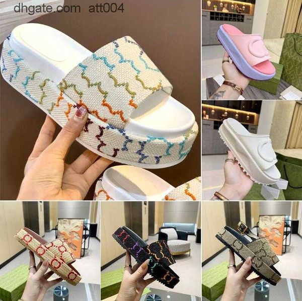 

designer women sandal canvas platform slippers real leather beige brick red colors beach slides slipper outdoor party classic sandals size 3, Black