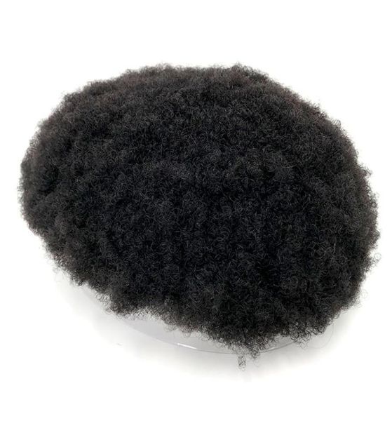 

100 human hair afro mono toupee black men kinky curly wig014620614