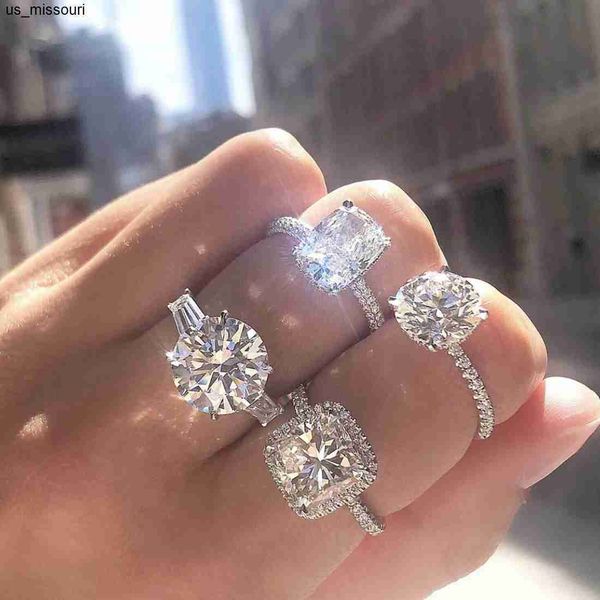 

band rings original 100 925 sterling silver wedding engagement cocktail finger rings for women round 4ct diamond fine jewelry wholesale j230