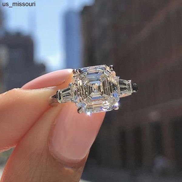 

band rings statement promise ring 925 sterling silver asscher cut 10mm simulated diamond engagement wedding band rings for women wholesale j