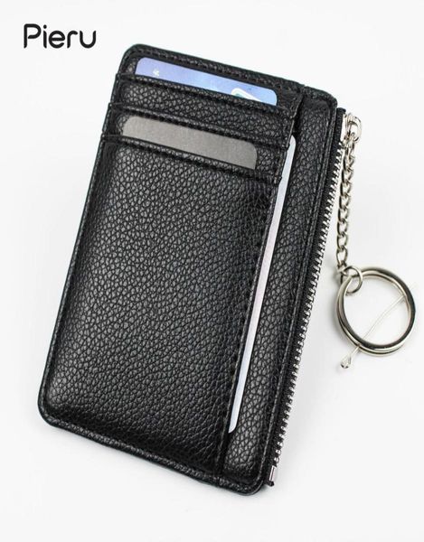 

slim card holder with key ring coin pocket men039s credit card holders for car key genuine leather zipper card wallet9078405, Brown;gray