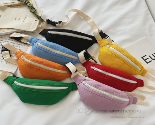 

children chest sports backpacks girls candy color canvas ingle shoulder bag fashion boys casual waist bag purse q81025200207