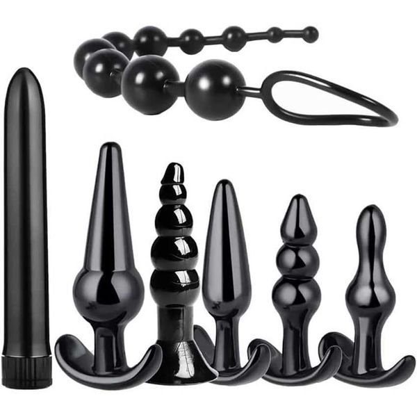 

factory outlet pieces waterproof silicone docking plug suitable for women and men beginner happy bead training set toys black