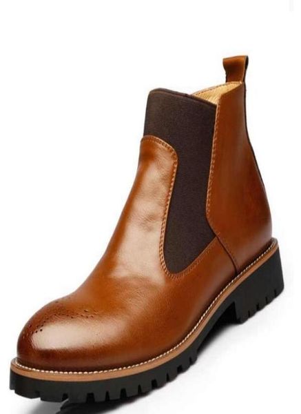 

men genuine leather martin boots male fashion cowskin ankle boots big size men basic casual shoes oxford wedge shoes2368071, Black