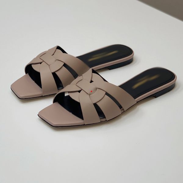 

2023 designer women slides sandal flat mule slipper womens beach slides rubber soles summer flip flops with box -m0036, Black