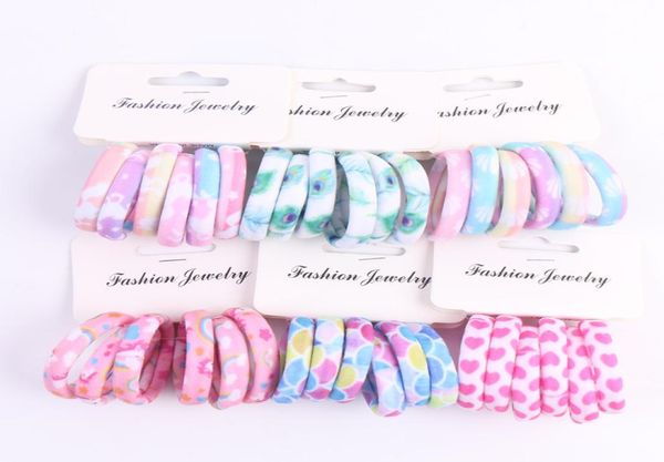 

children rubber band ponytail holder high elastic nylon hair band towel ring print hair ties rope hairbands kids hair accessories 3104507, Slivery;white