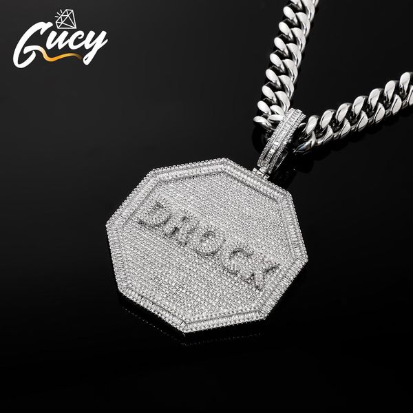 

necklaces gucy fashion custom name pendant necklace micro pave 5a cubic zirconia men women hip hop jewelry, Silver