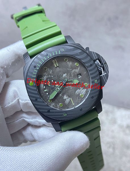 

v7 maker mens watches 47mm carbon firber bezel mechanical automatic movement green rubber strap luminous sapphire glass sport men's wri, Slivery;brown