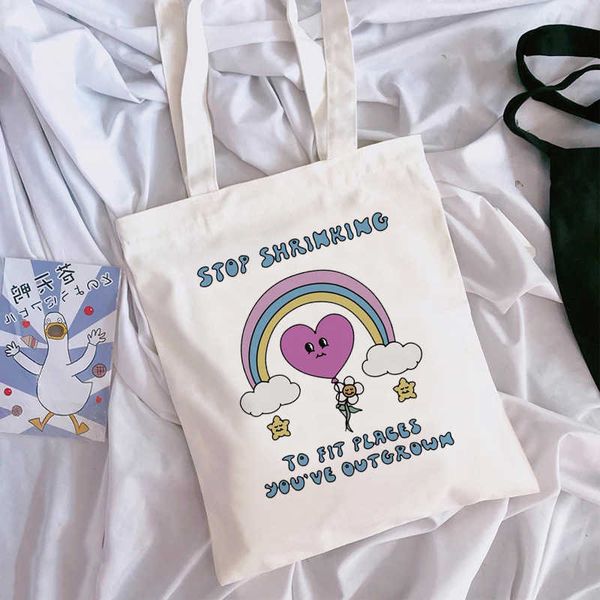 

lgbt shopping bags pride rainbow canvas bag high capacity handheld eco shopping female student 230522