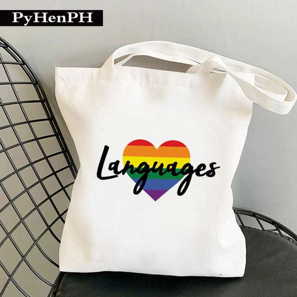 

rainbow print large capacity students cramming school bag canvas bag 06522