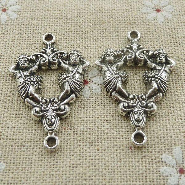 

polish 60 pieces tibetan silver cupid connectors 36x23mm #568, Blue