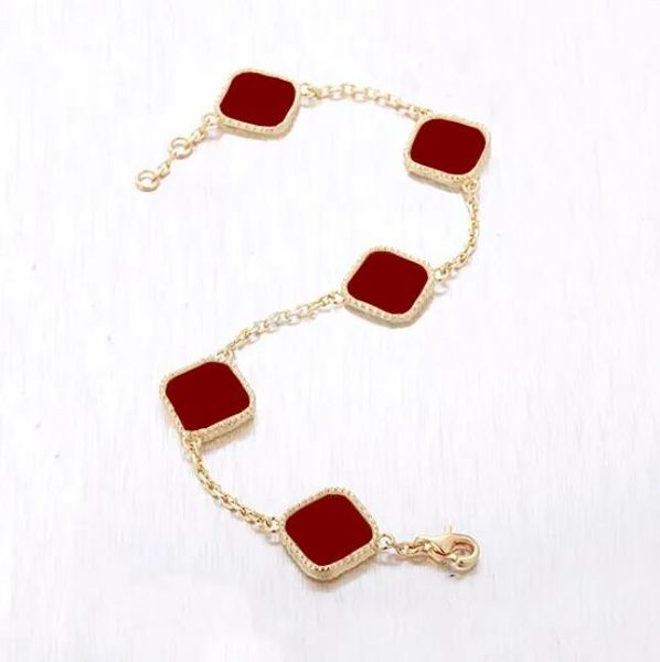 

fashion classic 4/four leaf clover charm bracelets bangle chain 18k gold agate shell mother-of-pearl for women&girl wedding mother' day, Golden;silver