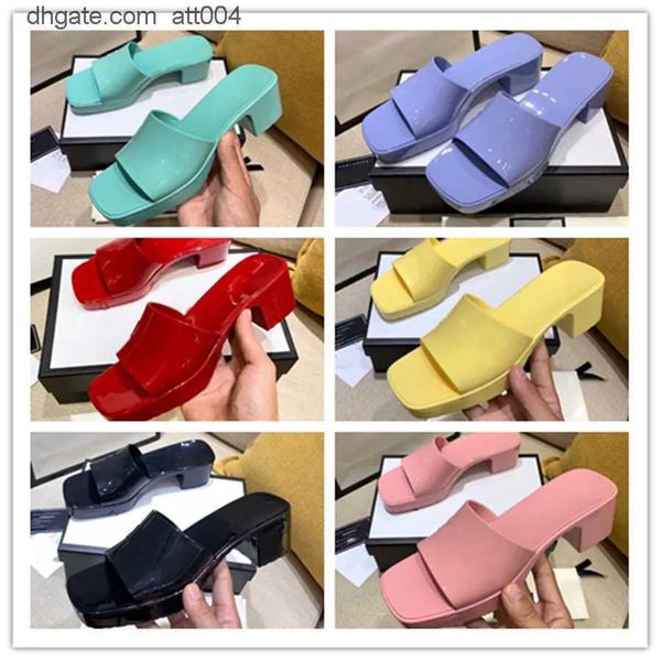 

jelly luxury slippers crystal sandals flat slides high heels slipper summer beach thick bottom stuffies platform alphabet shoes 35-41'&, Black