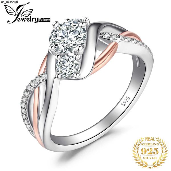 

band rings jewelrypalace solid 925 sterling silver wedding engagement ring for woman 3 stone aaaaa cz simulated diamond gold infinity ring j