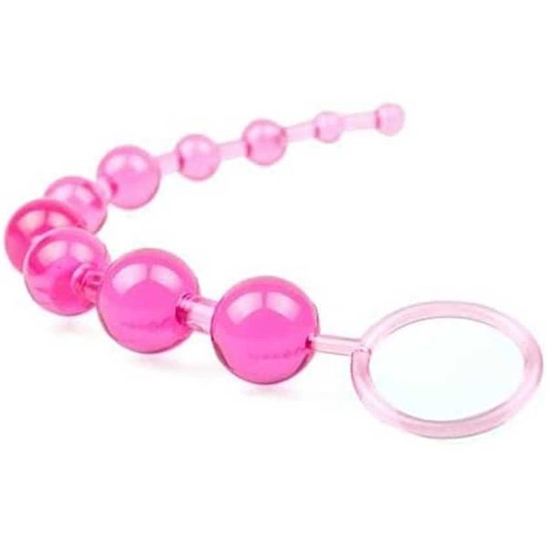 

factory outlet docking plug silicone bead toy with safety pull ring pink