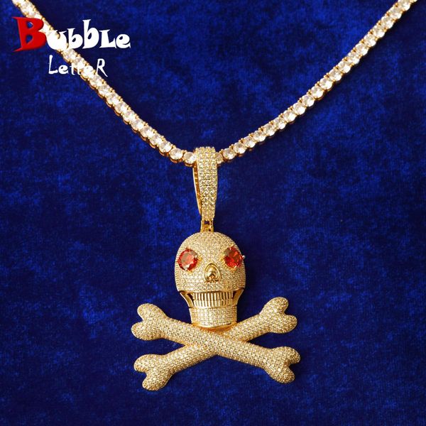 

necklaces bubble letter anime skull necklace pendant gold color chain for men hip hop jewelry 2021 trend, Silver