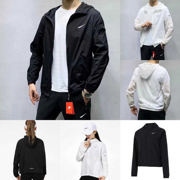 

men's jackets designer hooded outerwear zipper light jackets windproof suntan prevention windbreaker casual woman jacket coat clothing, Black;brown