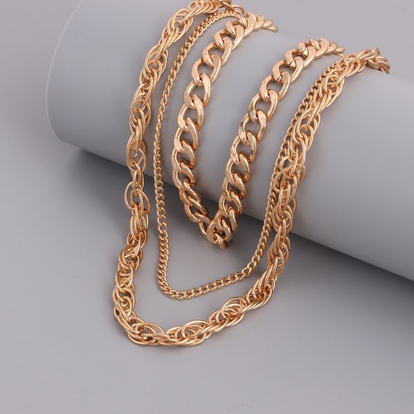 

fashion multilayer cuban thick chain necklace simple punk style anchor necklace luxury designer multi-element endant necklace combination ch, Silver