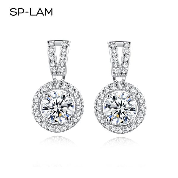 

stud moissanite drop earrings 925 silver women luxury real gra i ct bridal wedding engagement earing fine jewelry ing, Golden;silver