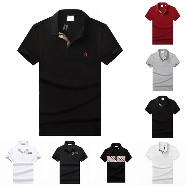 

mens polos summer shirts brand clothing cotton short sleeve business designers t shirt casual striped breathable clothes o5yr, White;black