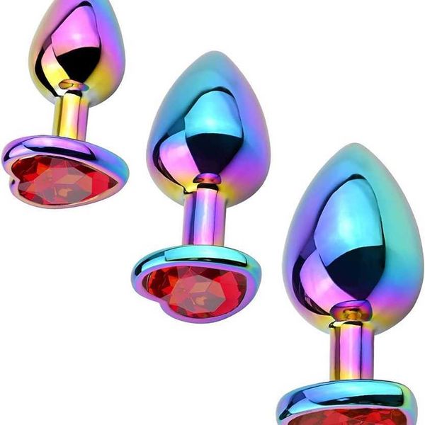 

factory outlet butt trainer set 3-piece colorful metal plug heart shaped toy women's factory