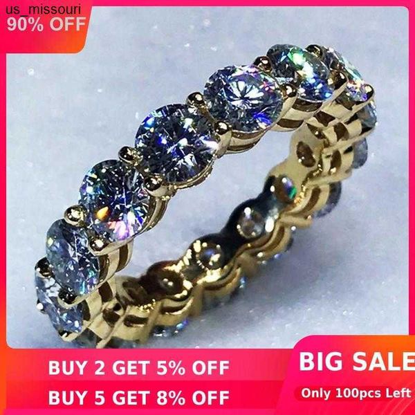 

band rings eternity 18k gold 4mm diamond ring 925 sterling silver jewelry engagement wedding band rings for women bridal party accessory j23