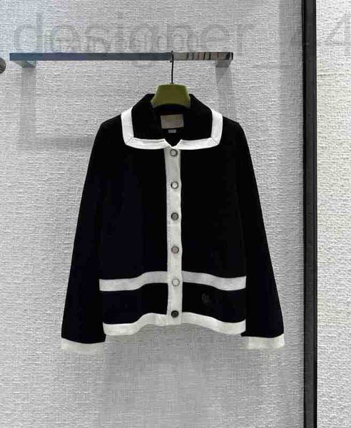 

women's sweaters luxuriouswomen's designer 2023 new spring lapel neck long sleeve embroidery jacquard pullosweater 5aqr mn36, White;black