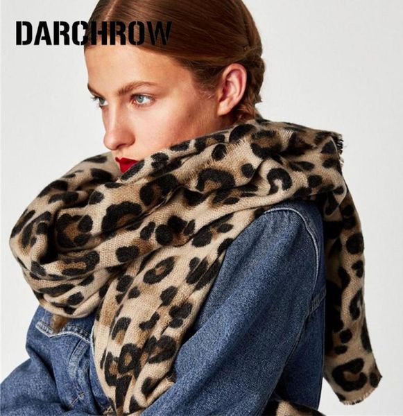 

darchrow leopard printed scarf women winter blanket scarf warm soft cashmere thicken shawls scarves for women lady3071023, Blue;gray