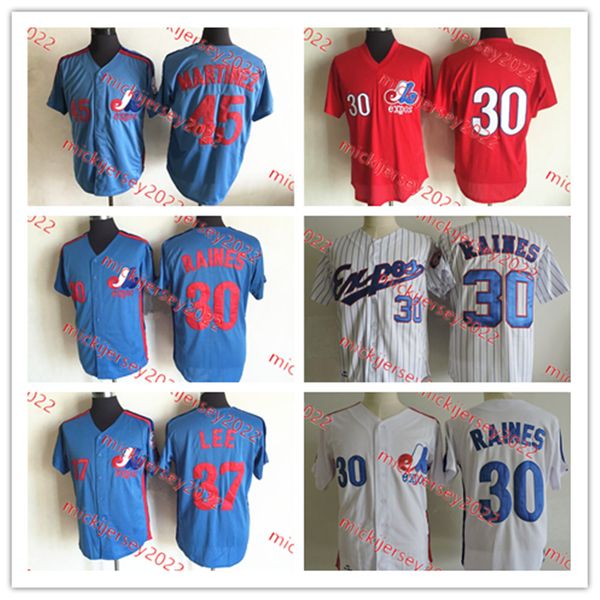 

tim raines montreal expos baseball jersey stitched mens #37 bill lee #45 pedro martinez jerseys s-3xl, Black