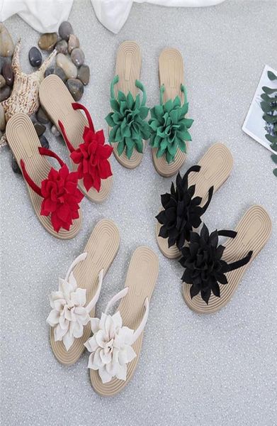 

women flip flops casual flower slippers ladies slip on flat shoes female fashion non slides beach sandals2311763, Black