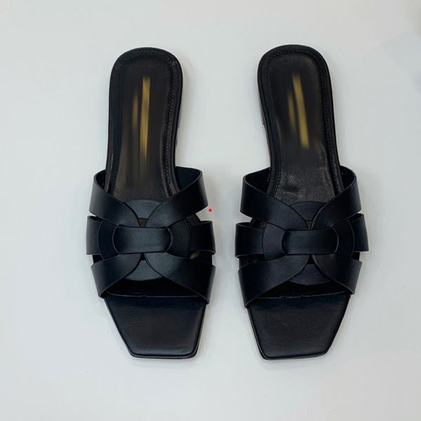 

2023 designer women slides sandal flat mule slipper womens beach slides rubber soles summer flip flops with box -m0037, Black